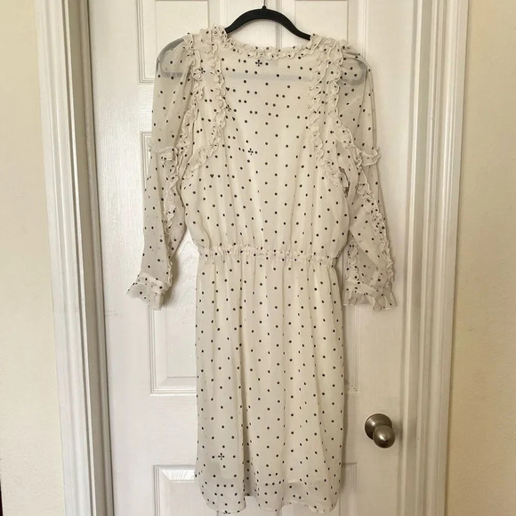 KOCHE COLLECTIVE Polka Dot Ruffle Trim Dress Size 38 US Size 6 - Picture 9 of 10